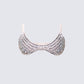 Elyra Silver Diamante Mesh Bra Top