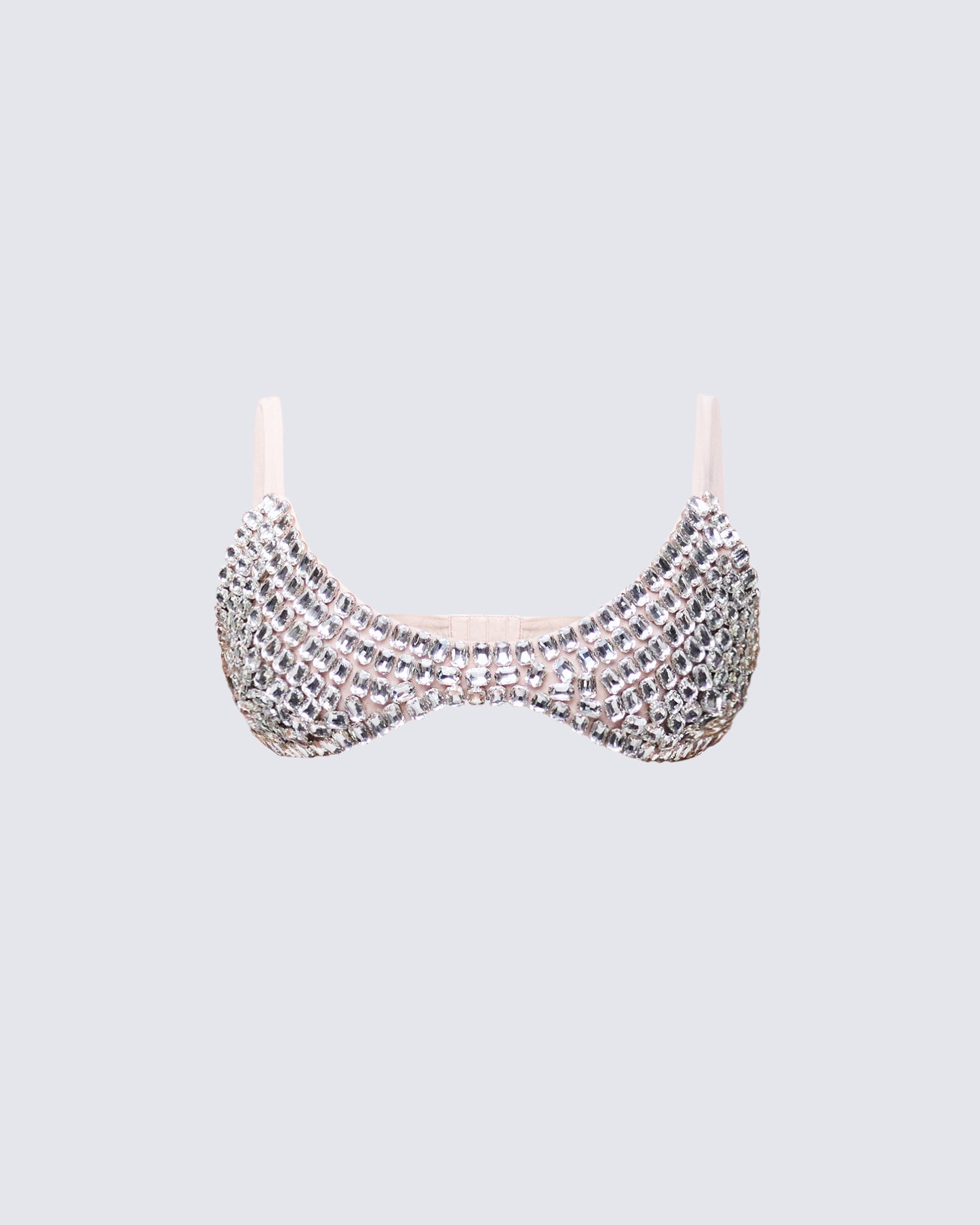Elyra Silver Diamante Mesh Bra Top