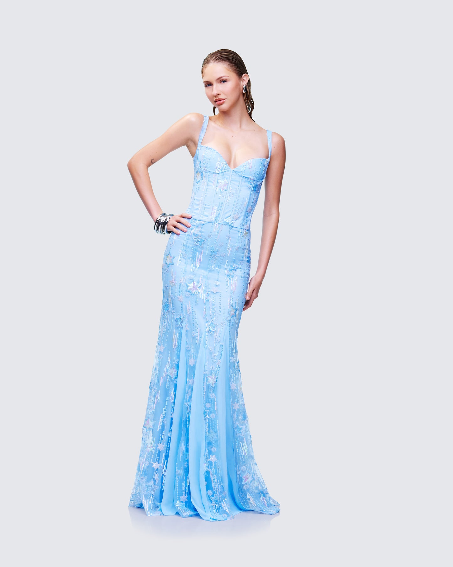 Emani Blue Embellished Maxi Dress