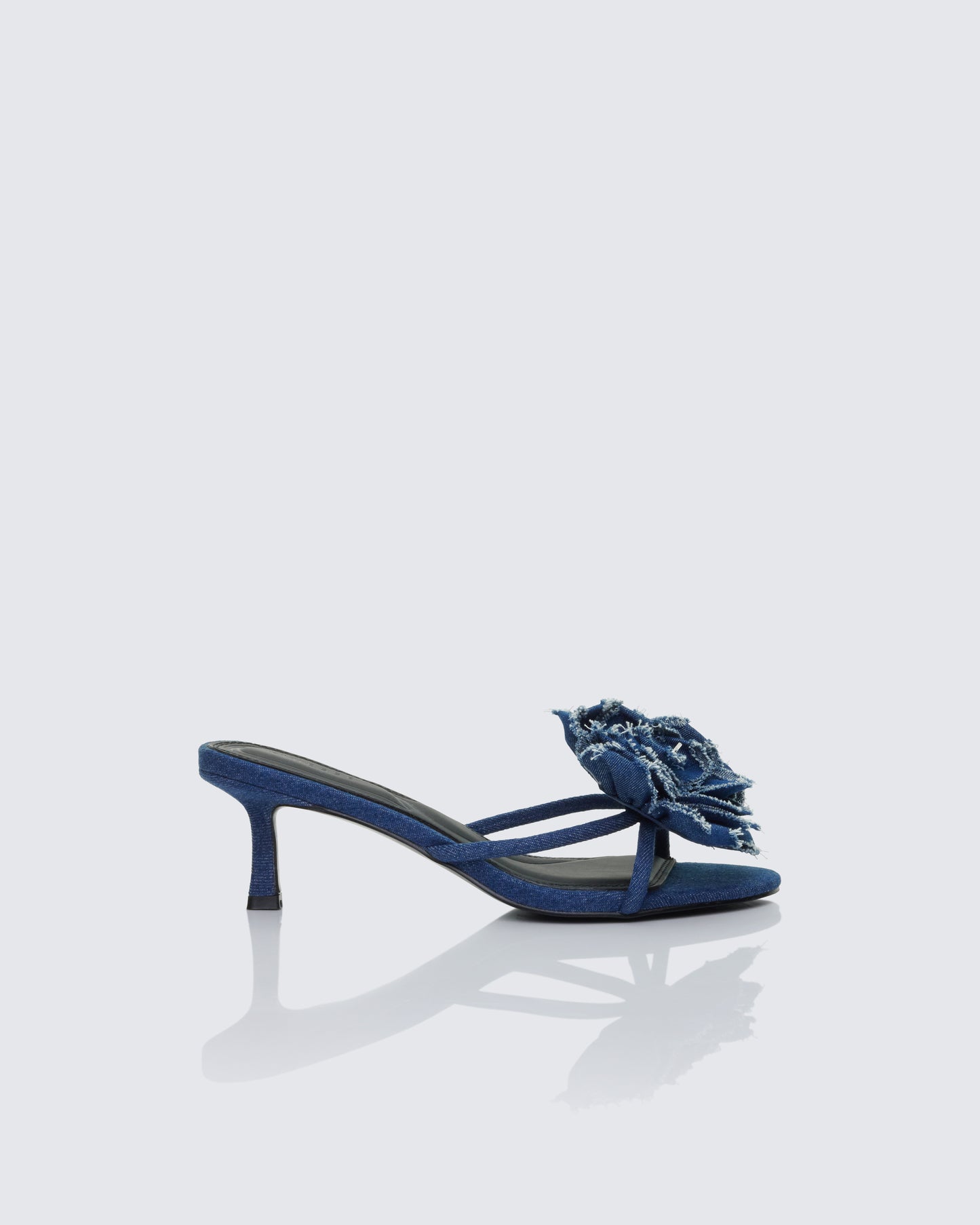 Ember Blue Denim Corsage Kitten Heel