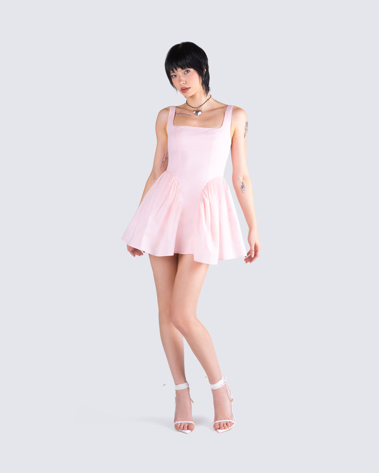 Emi Pink Bow Mini Dress