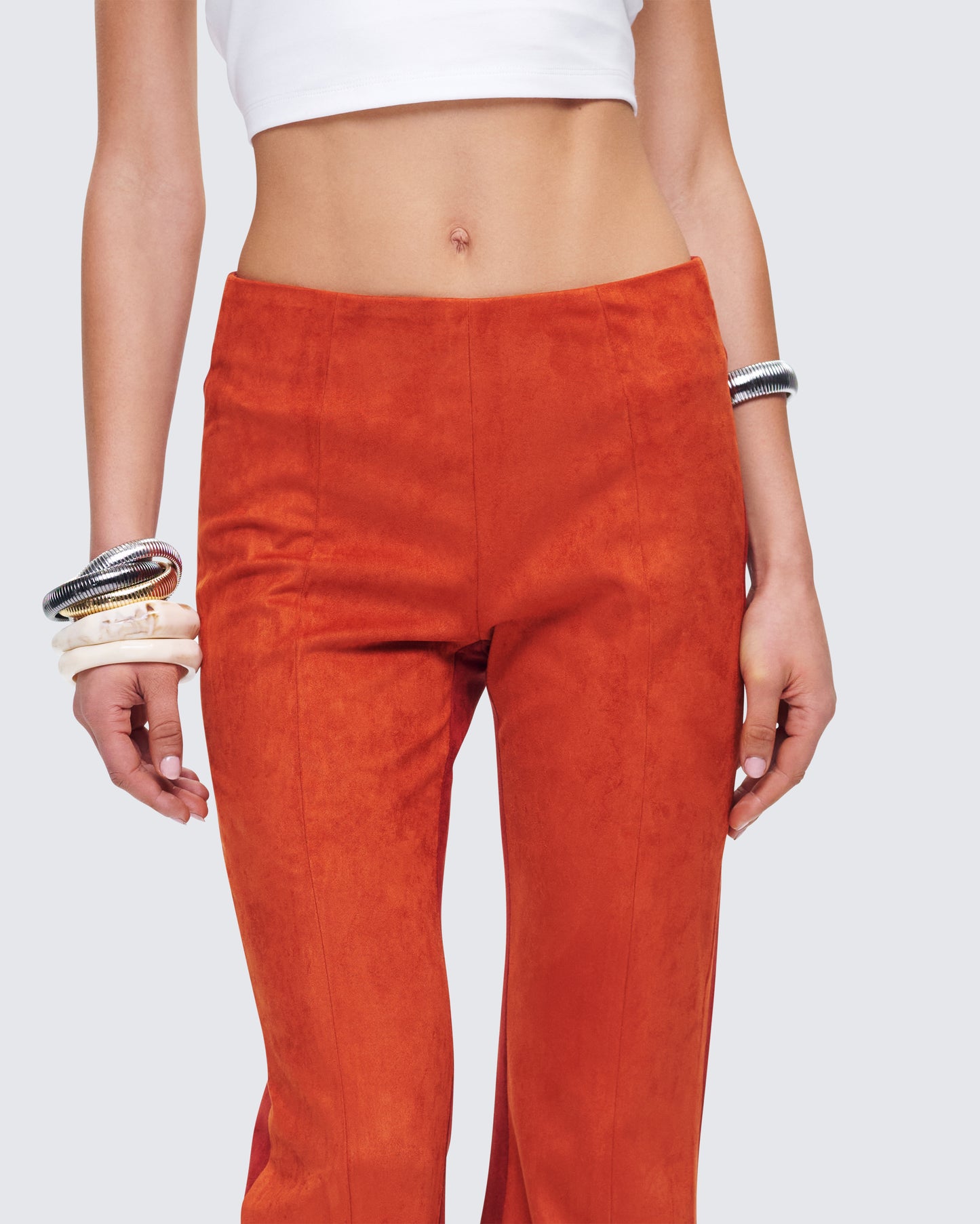 Emi Two Tone Orange Faux Suede Pant