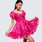 Eni Pink Floral Organza Mini Dress