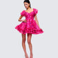 Eni Pink Floral Organza Mini Dress