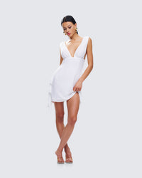 Enzo White Chiffon Mini Dress