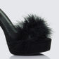Erminia Black Feather Detail Heels
