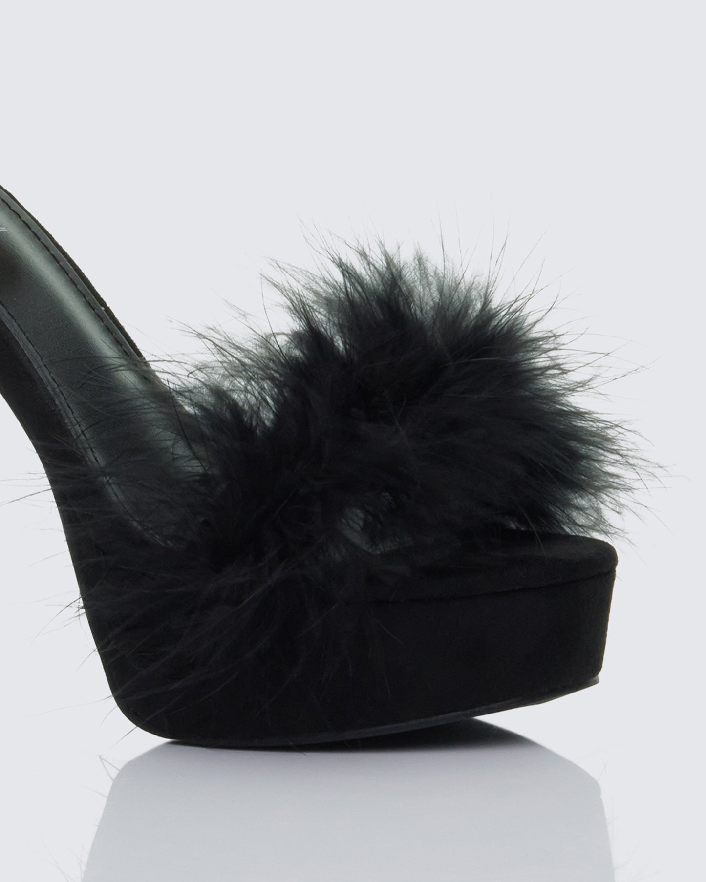 Erminia Black Feather Detail Heels