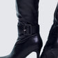 Eunji Black Vegan Leather Boot