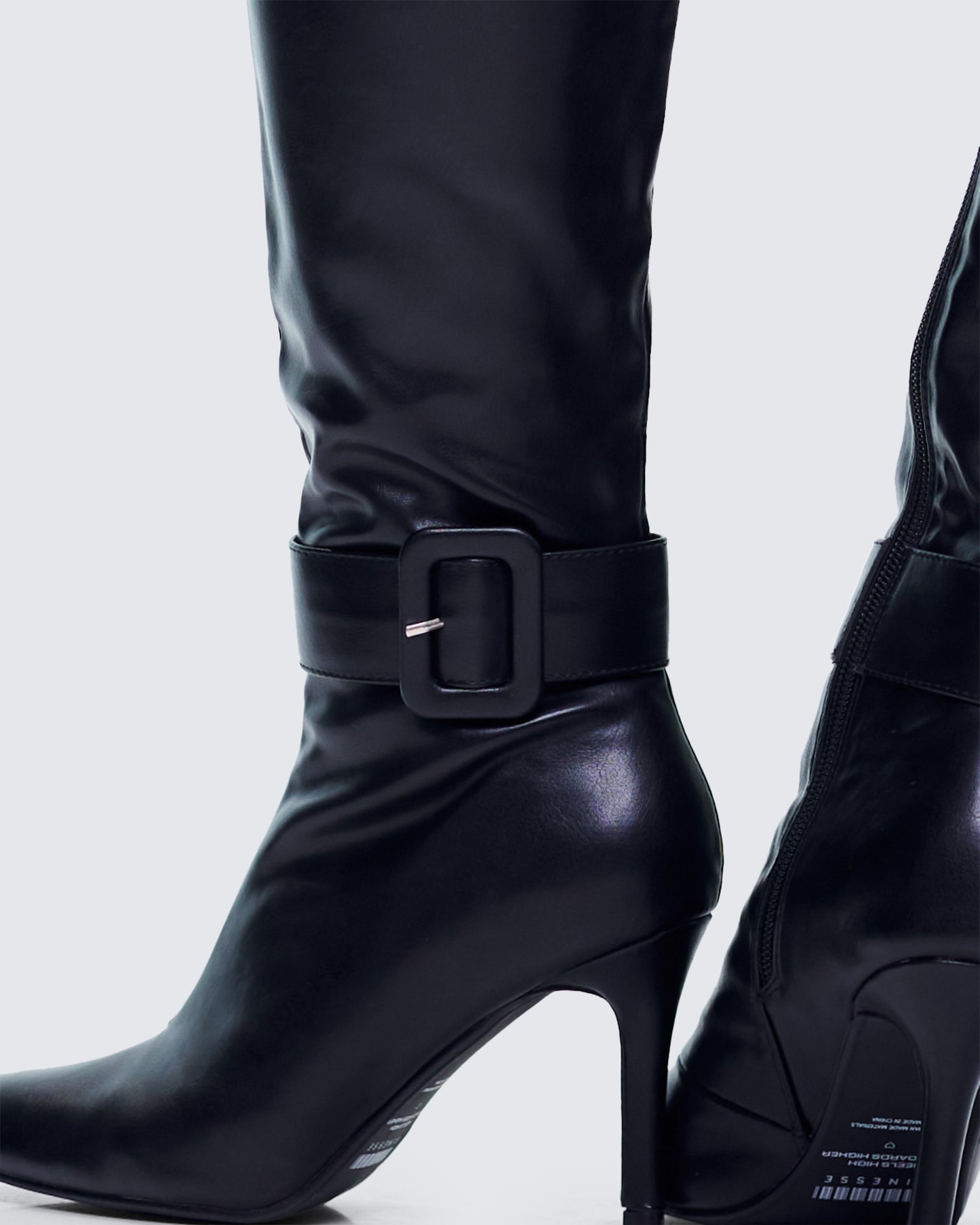 Eunji Black Vegan Leather Boot