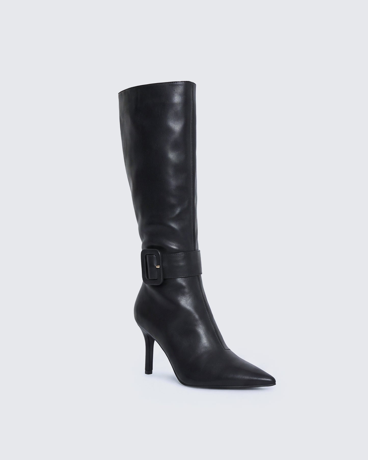 Eunji Black Vegan Leather Boot