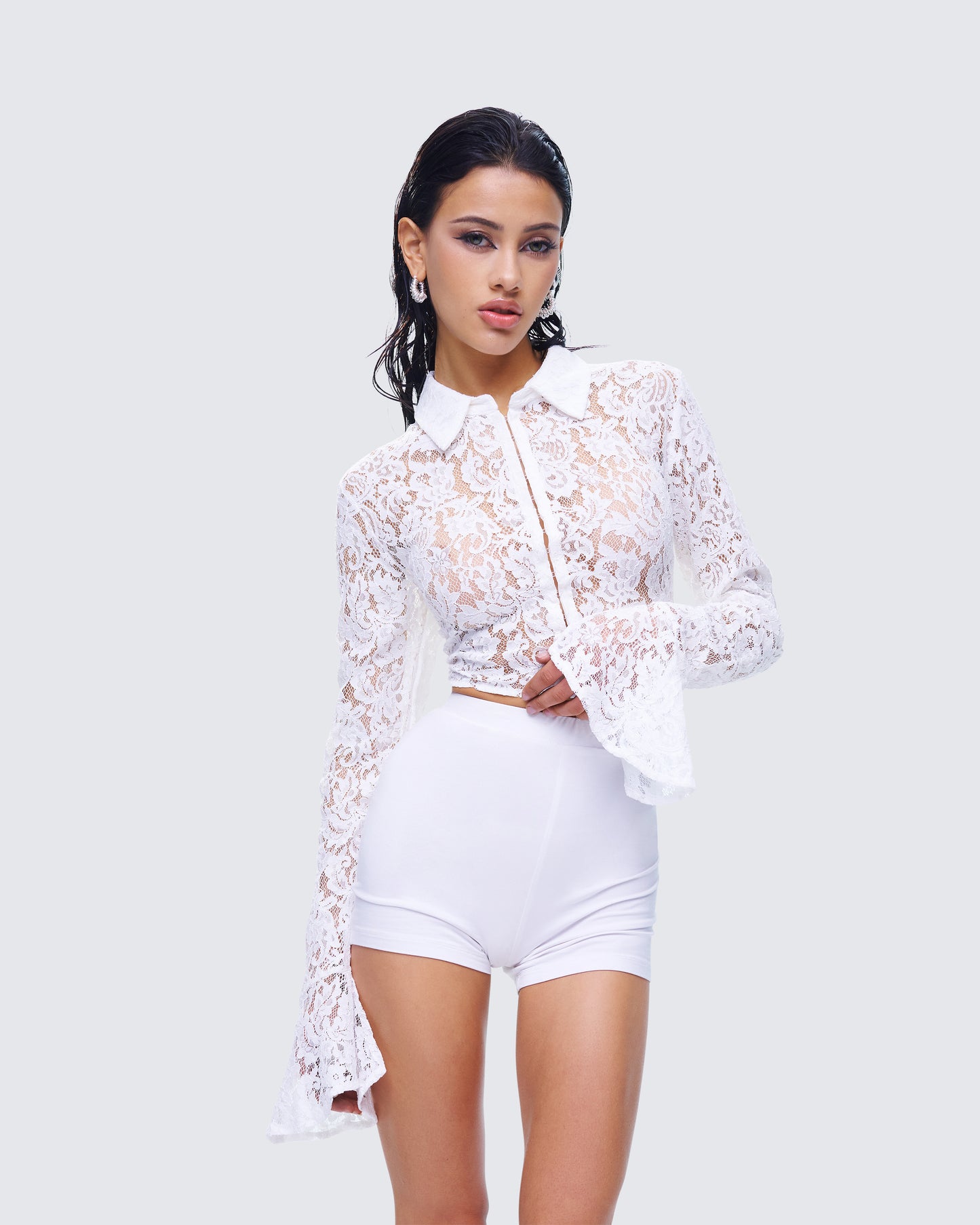 Eunji White Lace Blouse Top