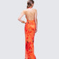 Evana Multi Printed Mesh Maxi Dress