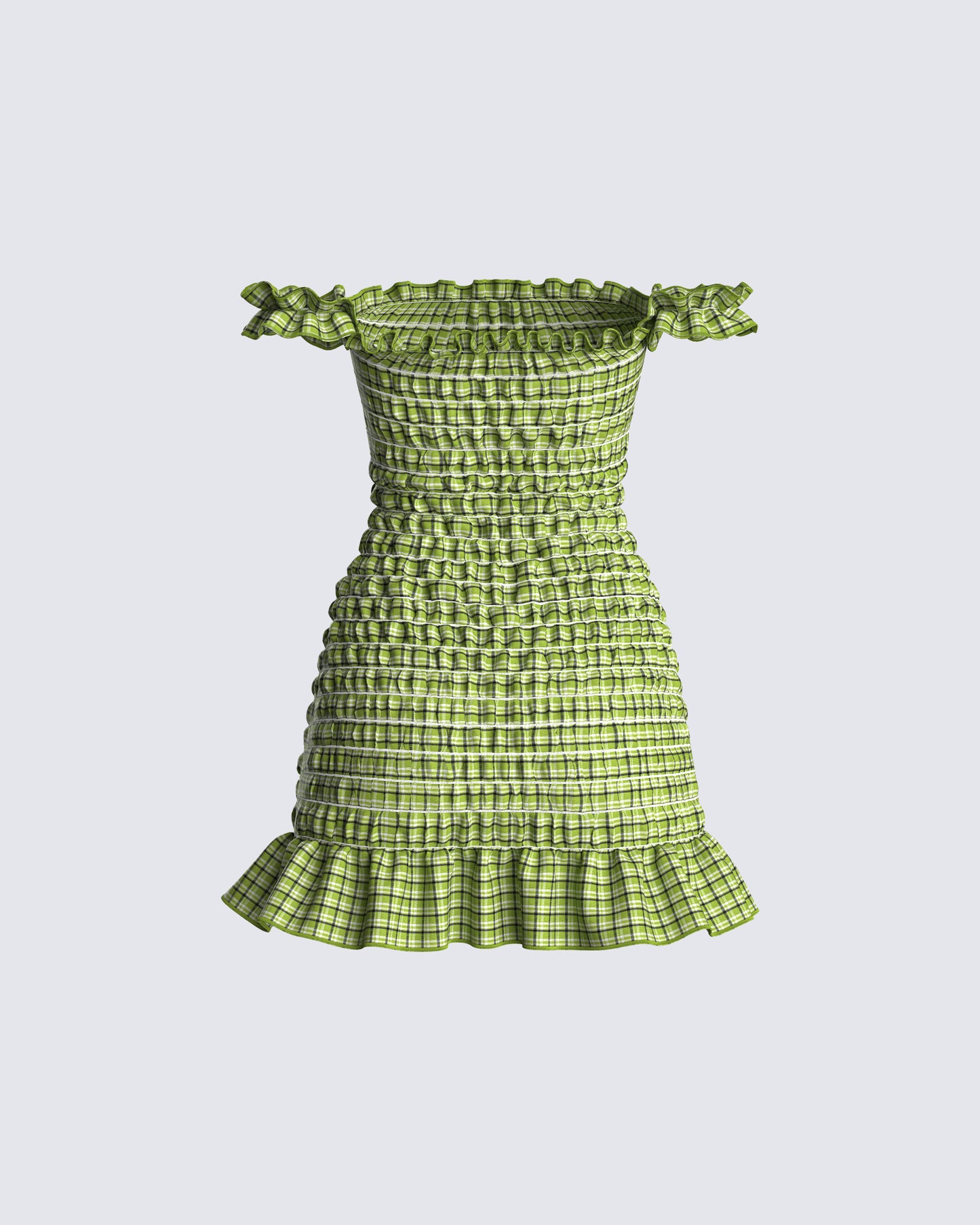 Everly Green Plaid Mini Dress