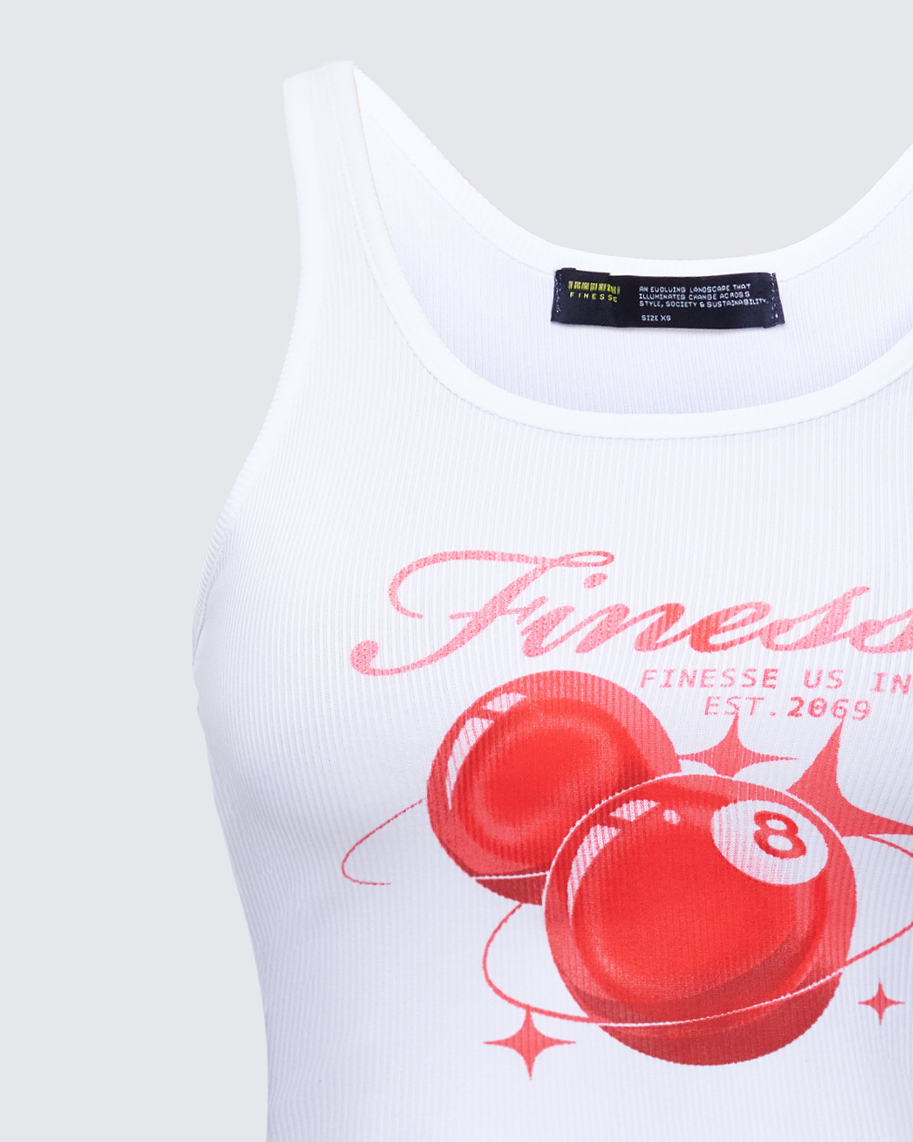 White Ribbed Graphic Tank Top - Cherry Print – FINESSE