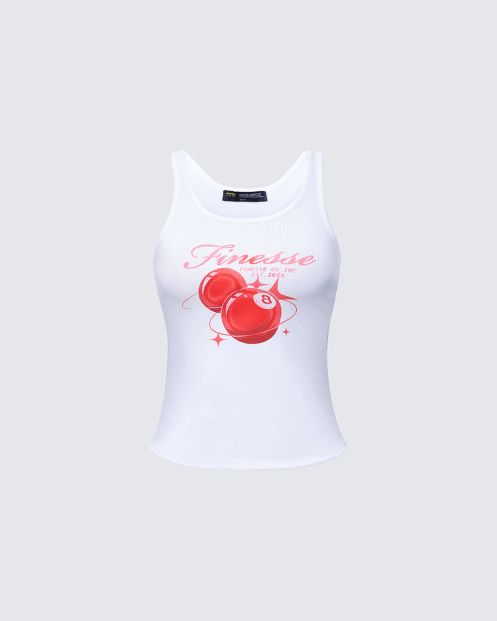 Evina White Graphic Rib Tank product front