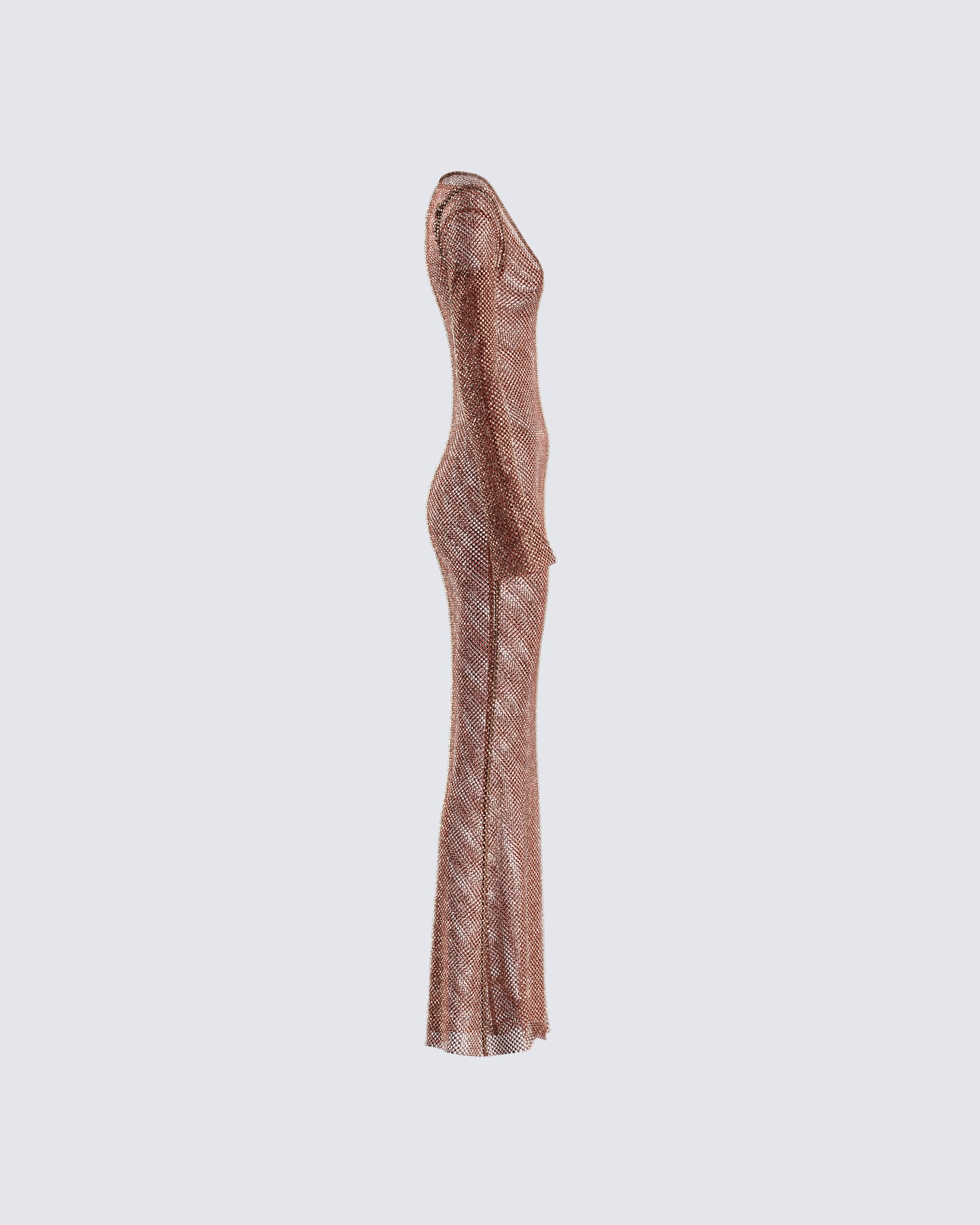Brown Rhinestone Maxi Dress - Long Sleeve Bodycon FINESSE Brown Rhinestone Maxi Dress - Long Sleeve Bodycon FINESSE