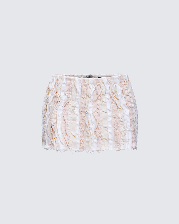 Eyra Ivory Distressed Seam Skirt product front