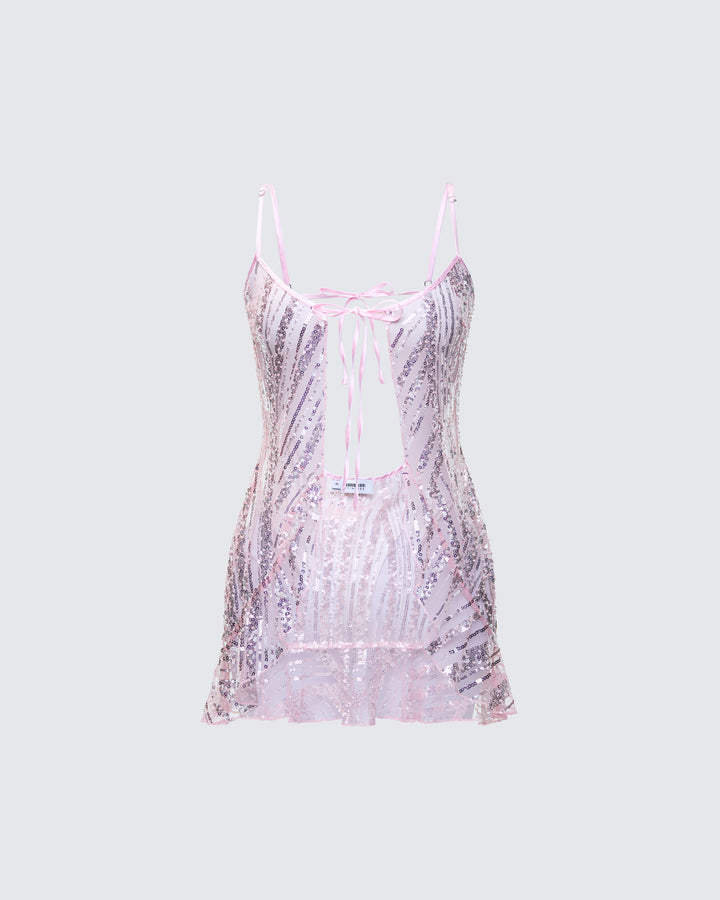 Ebba Pink Sequin Sheer Cami Top product front