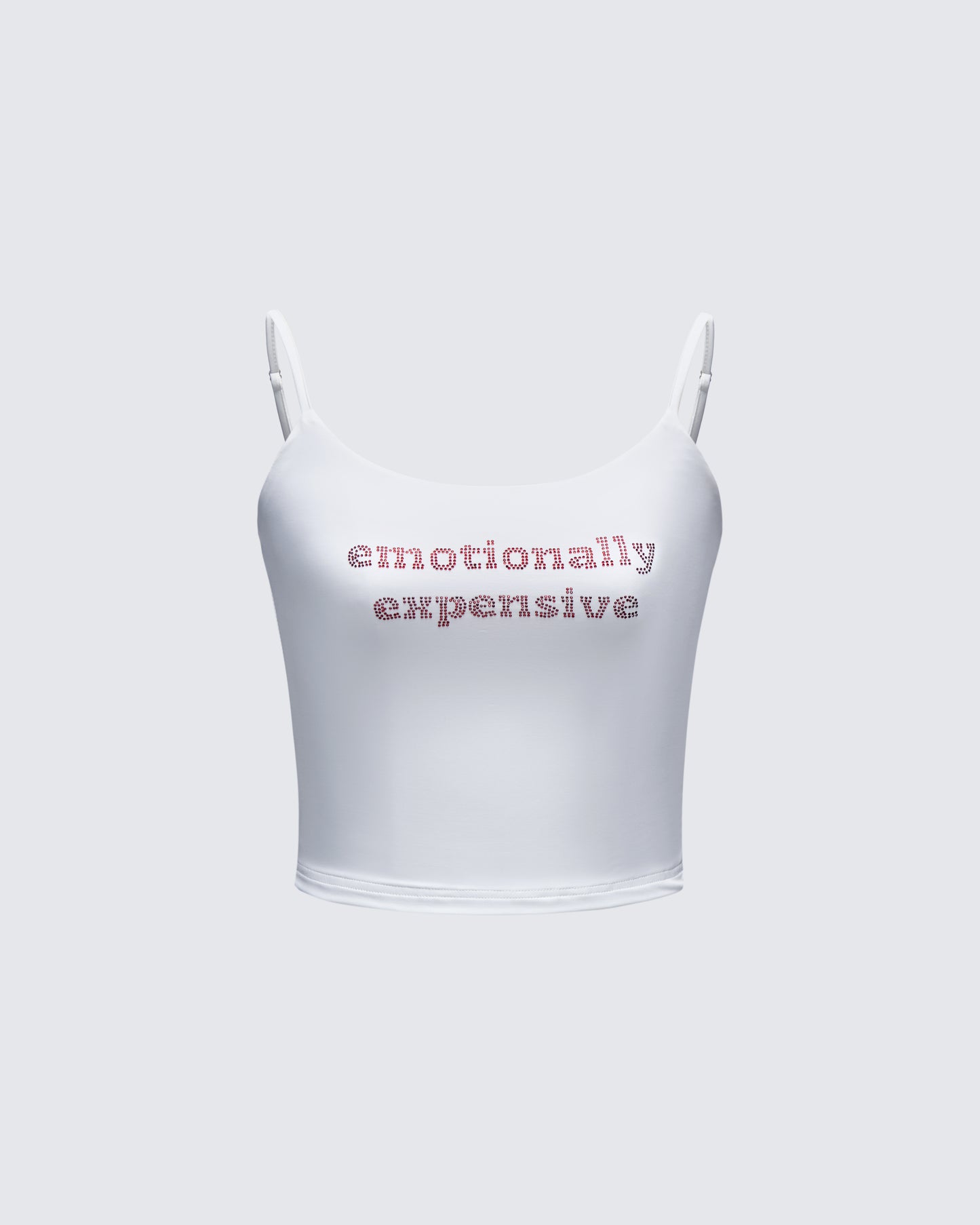 Elli White Rhinestone Slogan Cami Top product front