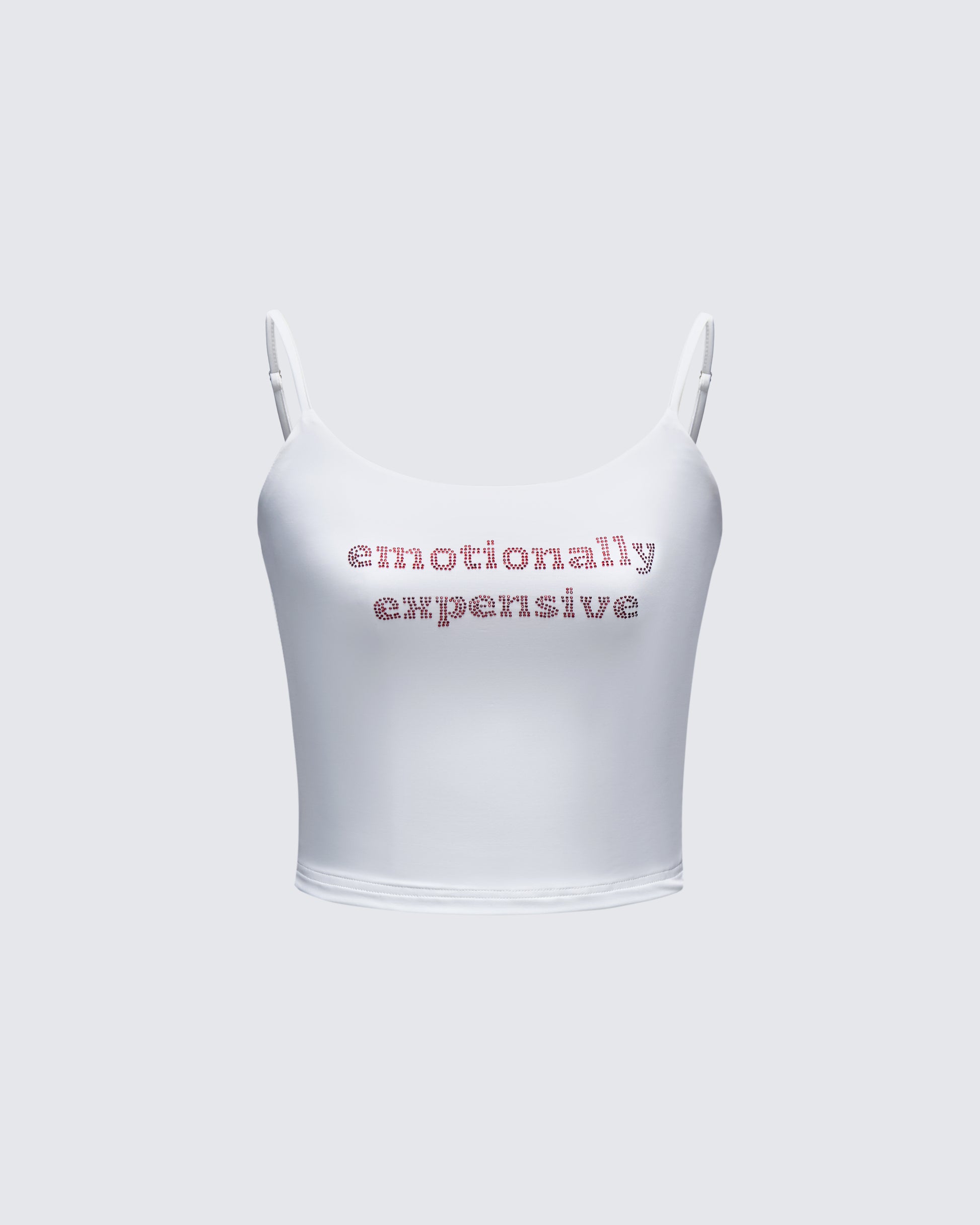 Elli White Rhinestone Slogan Cami Top product front
