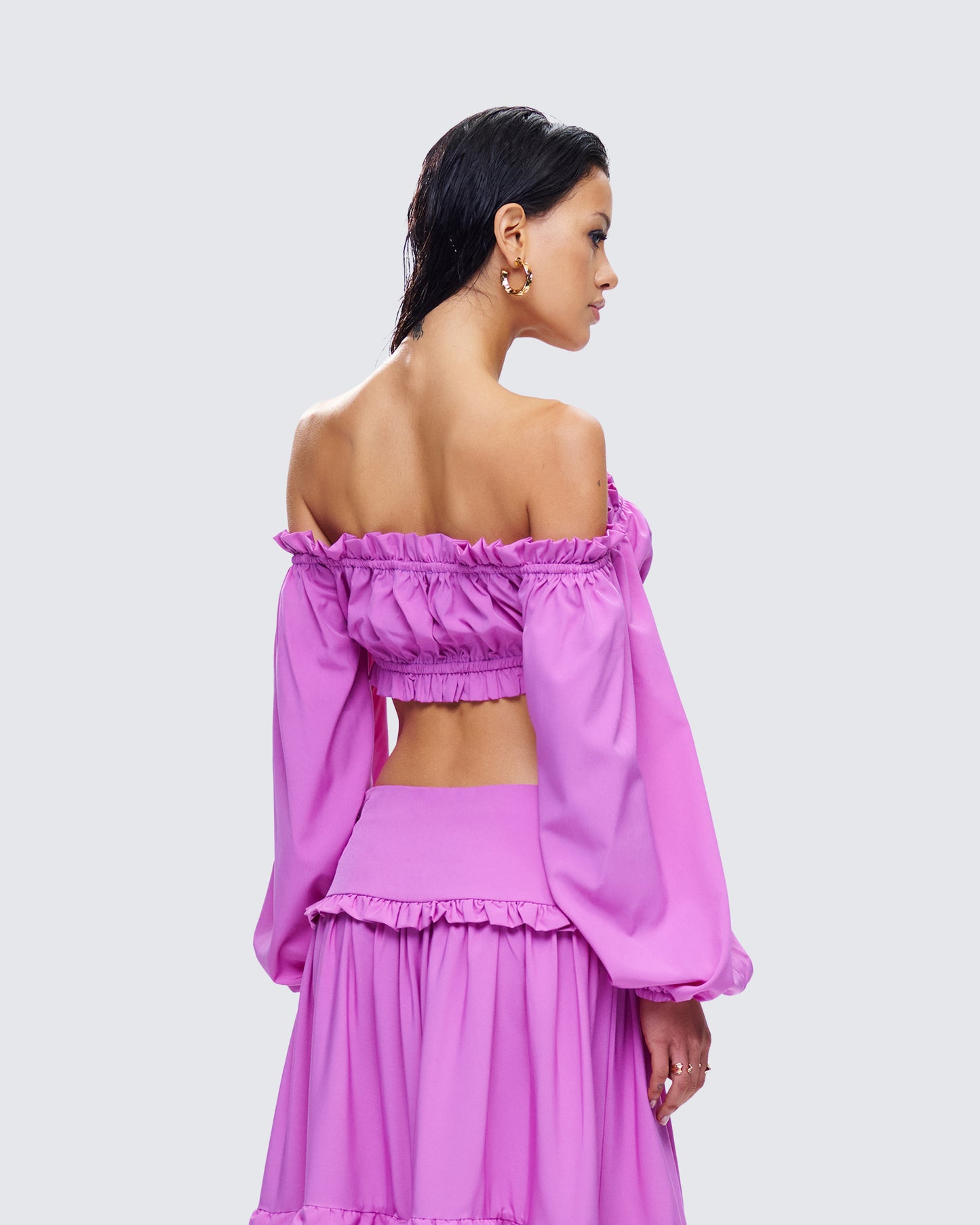 Fabiana Lilac Off Shoulder Crop Top