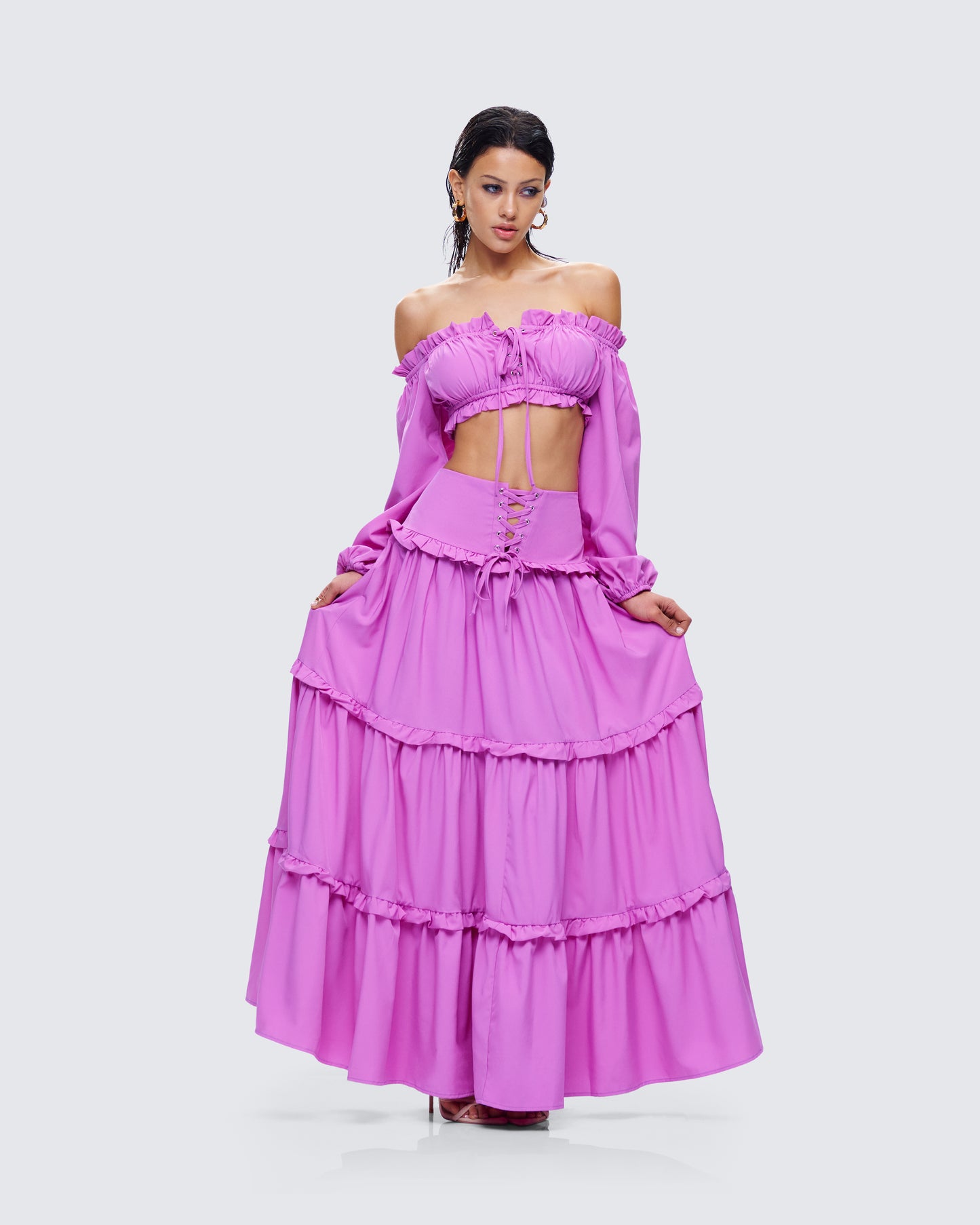 Fabiana Lilac Tiered Maxi Skirt