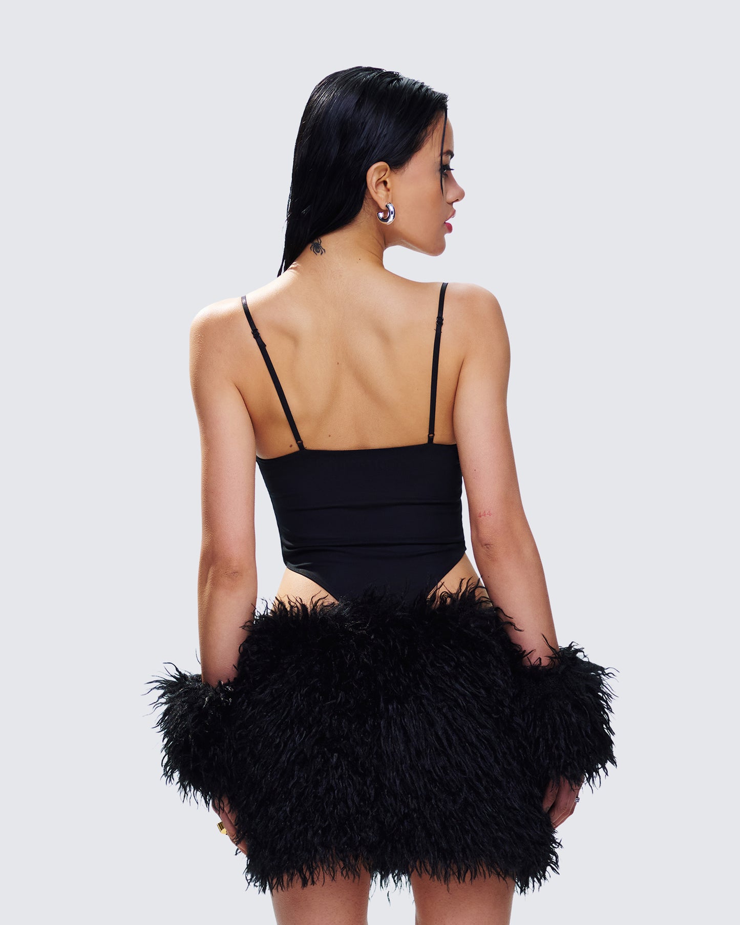 Fara Black Faux Fur Cuffs