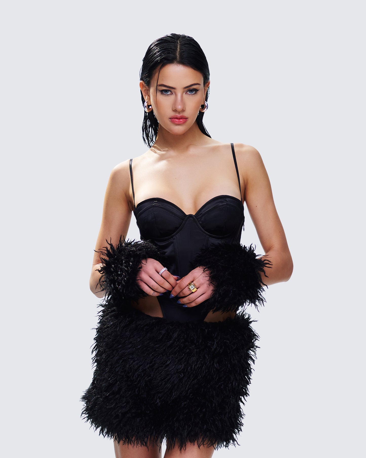 Fara Black Faux Fur Cuffs