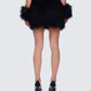 Fara Black Faux Fur Micro Mini Skirt