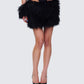 Fara Black Faux Fur Micro Mini Skirt