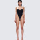 Fara Black Satin Corseted Bodysuit