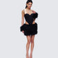 Fara Black Satin Faux Fur Set