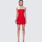 Farida Red Strapless Mini Dress model front