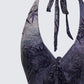 Amaline Grey Halter Tiered Mini Dress