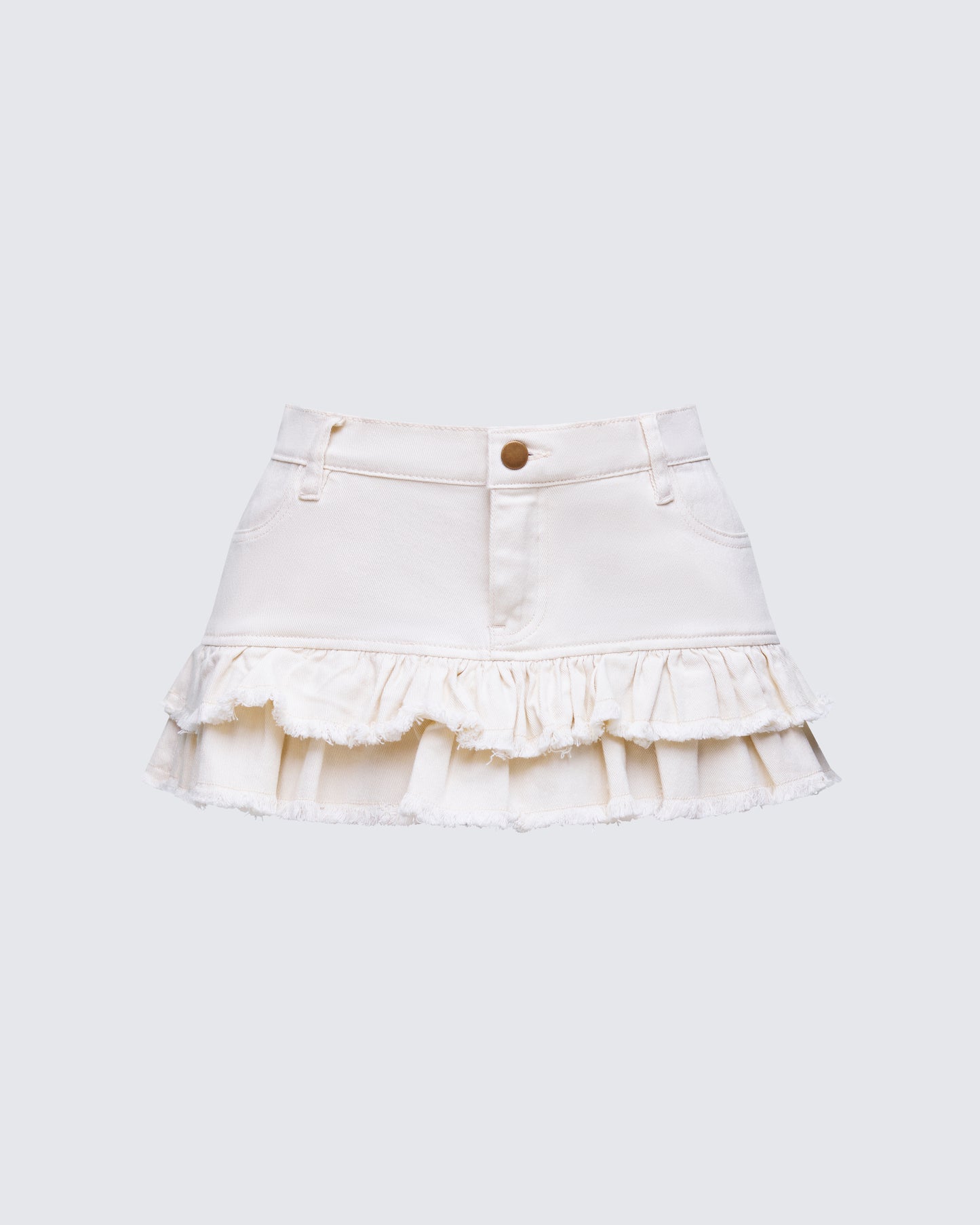 Bernie Ivory Denim Ruffle Mini Skirt product front