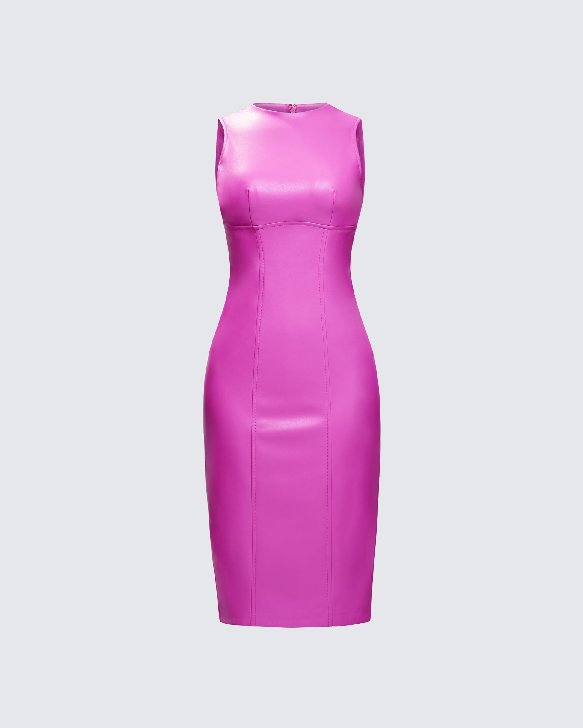 Pink Bodycon Midi Dress - Sleeveless Fitted Cocktail FINESSE Pink Bodycon Midi Dress - Sleeveless Fitted Cocktail FINESSE