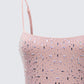 Daphne Nude Rhinestone Mini Dress