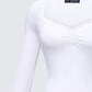 Draya White Rib Lace Top