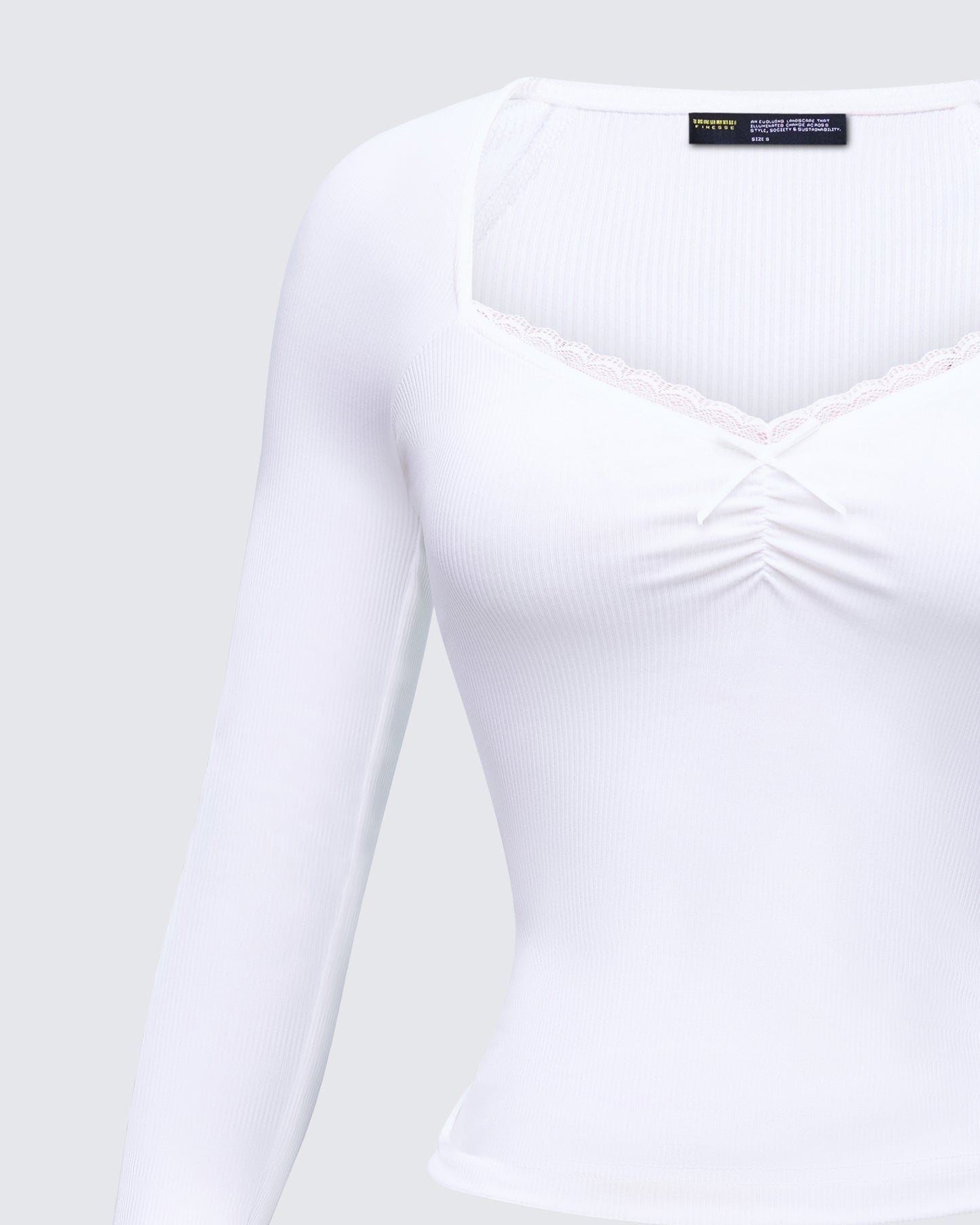 Draya White Rib Lace Top