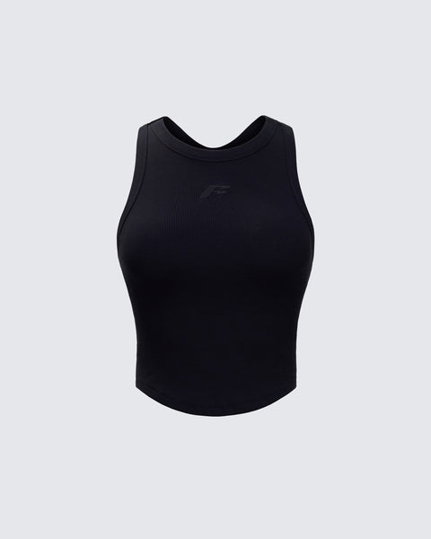 Enid Black Scoop Hem Tank Top – FINESSE