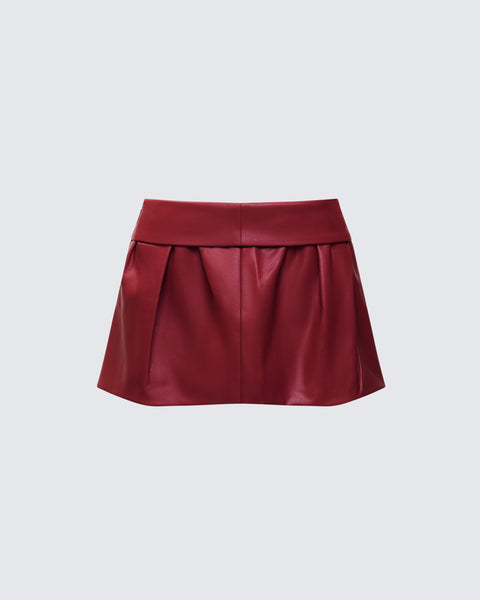 Eunji Red Vegan Leather Micro Mini Skirt – FINESSE