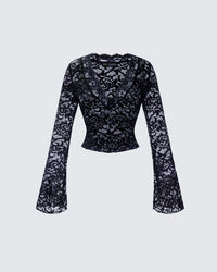Suki Black Lace Long Sleeve Top