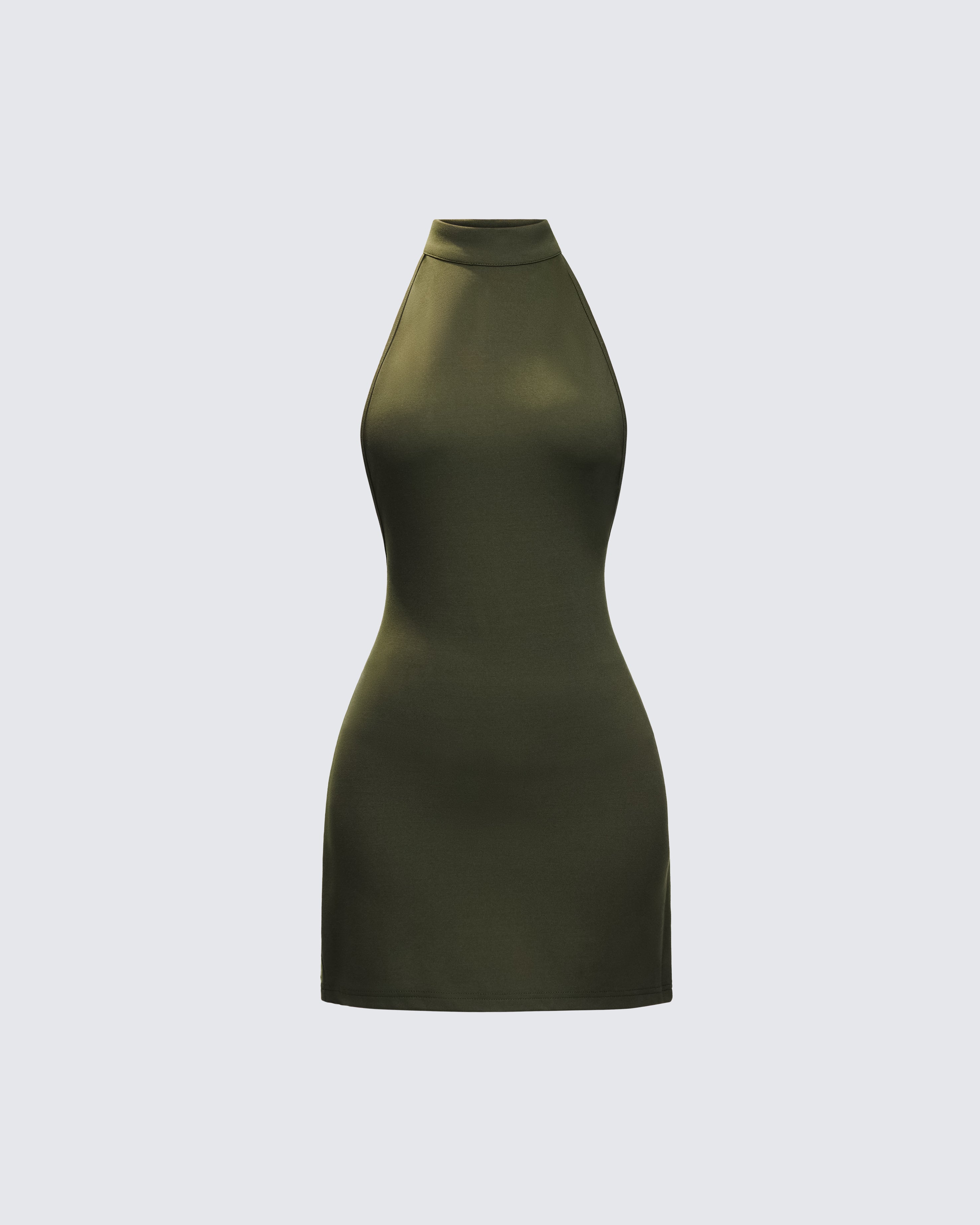Olive Halter Mini Dress