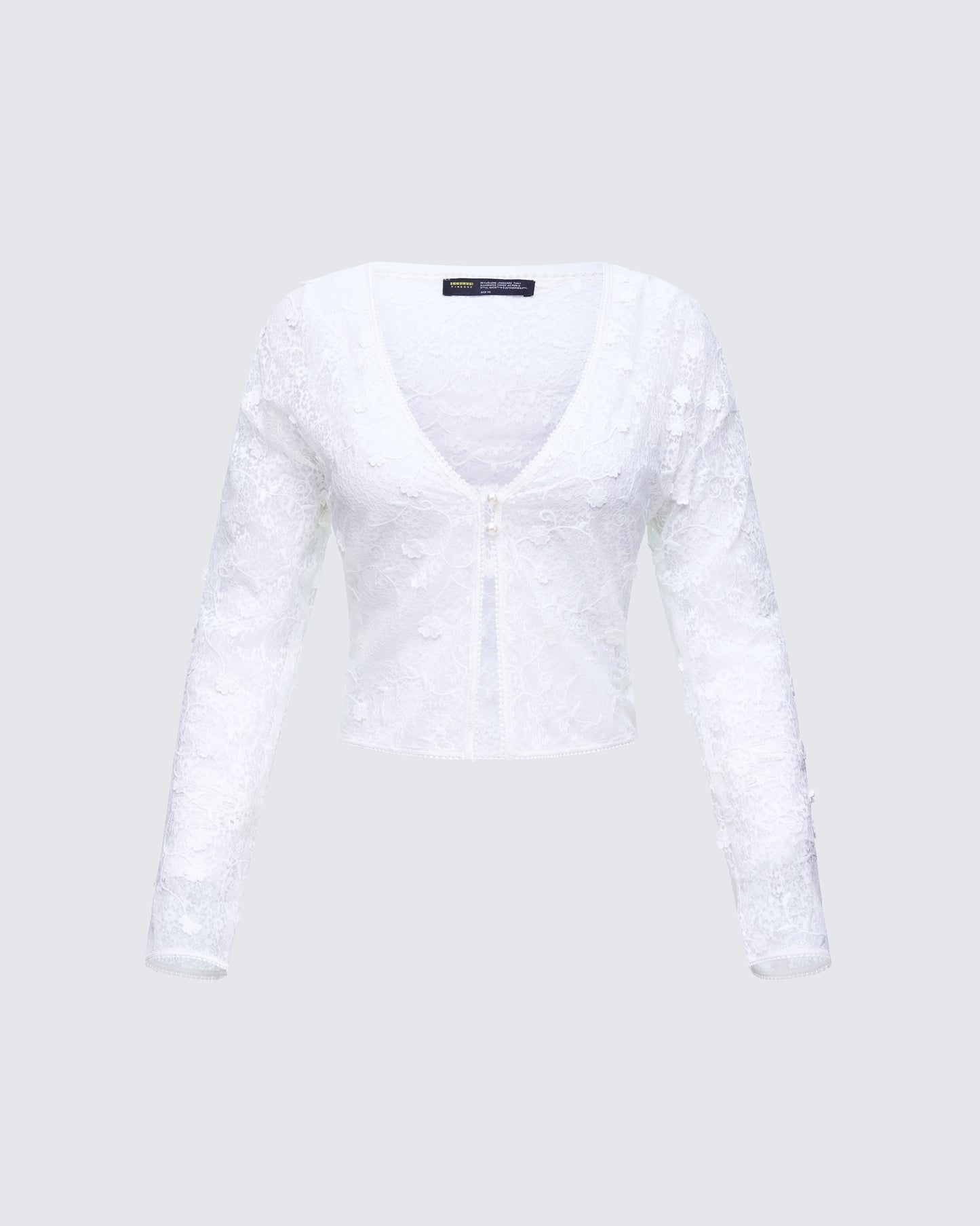 Keturah White Embroidered Lace Cardigan product front