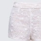 Keturah White Embroidered Lace Short