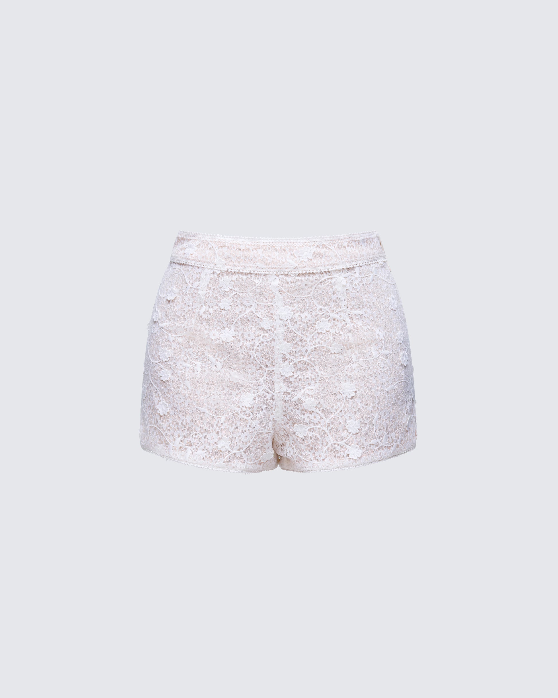 Keturah White Embroidered Lace Short product front