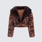 Kenza Brown Faux Leopard Fur Jacket product front