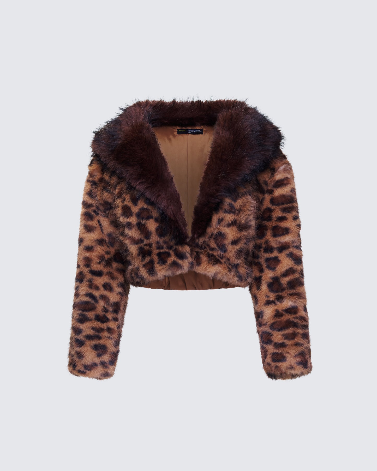 Kenza Brown Faux Leopard Fur Jacket product front