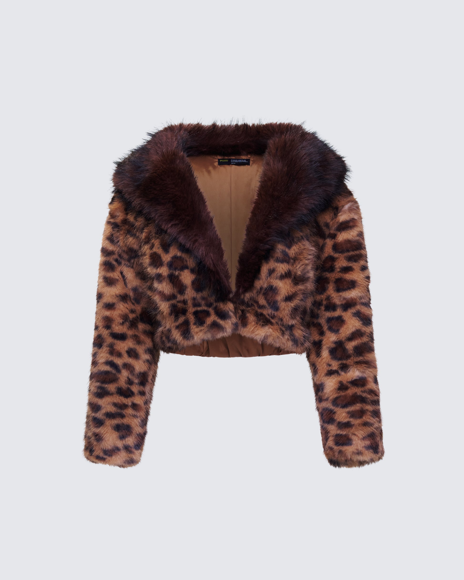 Kenza Brown Faux Leopard Fur Jacket product front