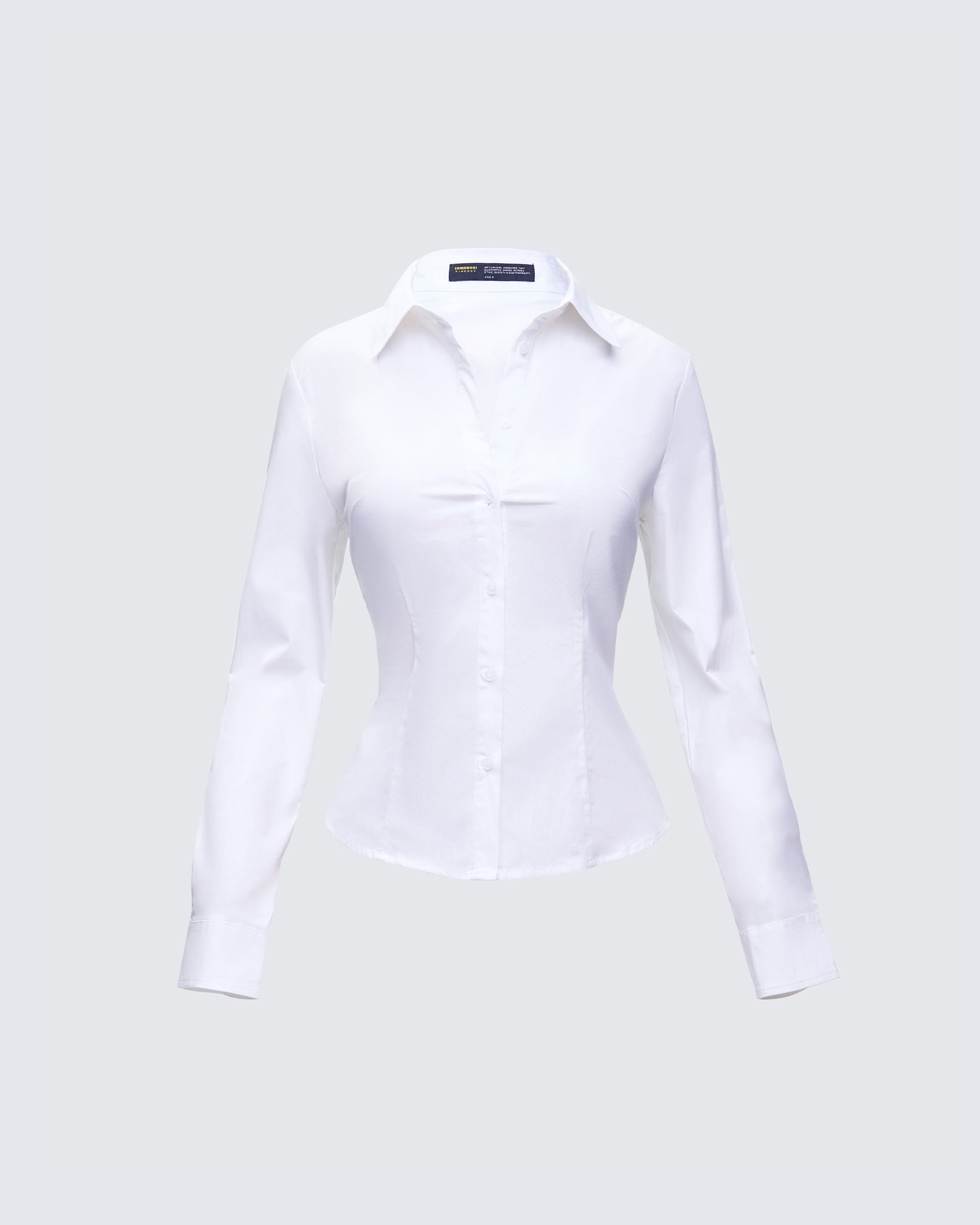 White Cotton Poplin Shirt - Fitted Button Down FINESSE White Cotton Poplin Shirt - Fitted Button Down FINESSE